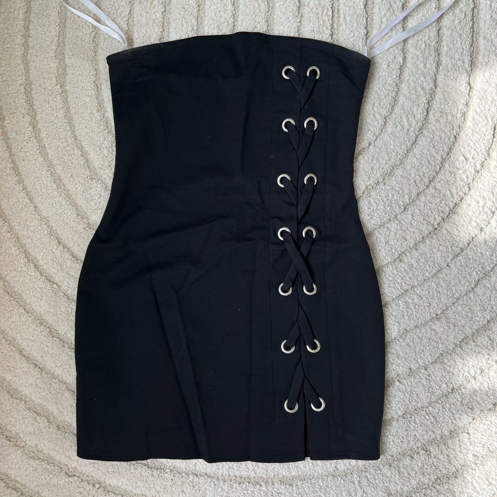 by the way. Black Strapless Bodycon Dress
